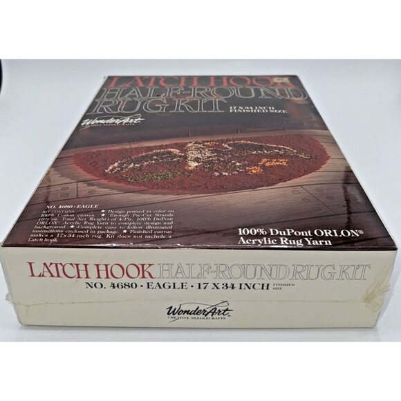 Vintage "Eagle Patriotic" Rug Latch Hooking Kit Half Round 17"X34" #4680 NEW - Picture 11 of 12